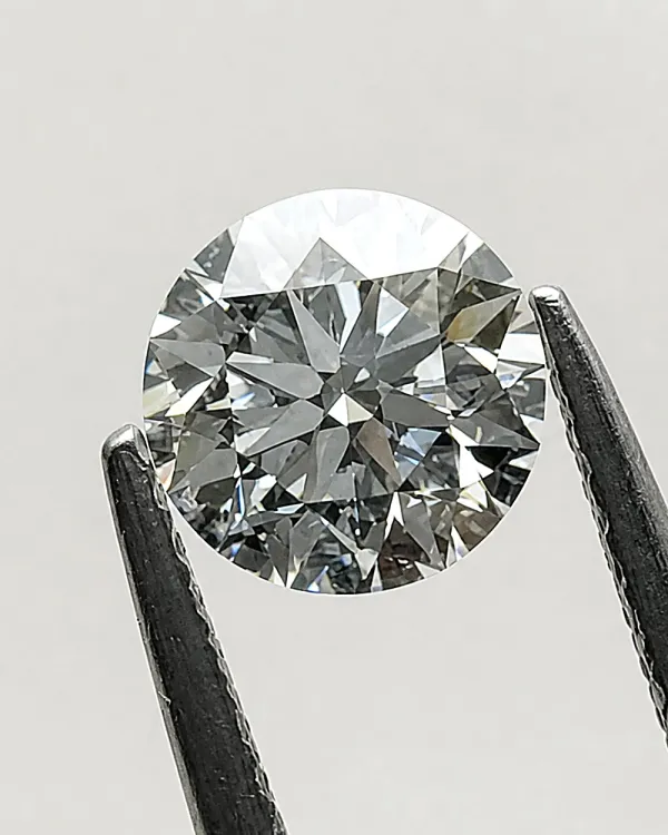 Diamante redondo sostenido con pinzas